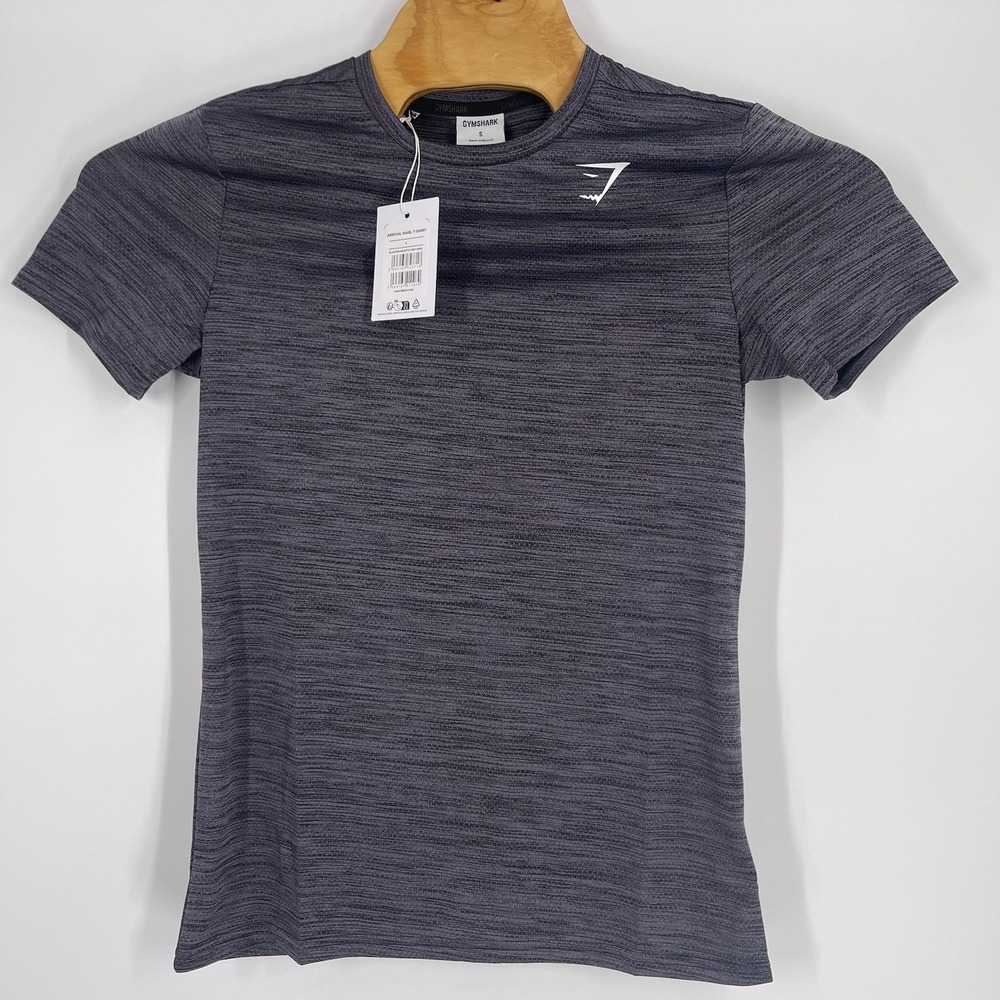 NEW Gymshark Men's Arrival Marl T-Shirt  Black/Silhouette Gray Slim Fit Sz Small